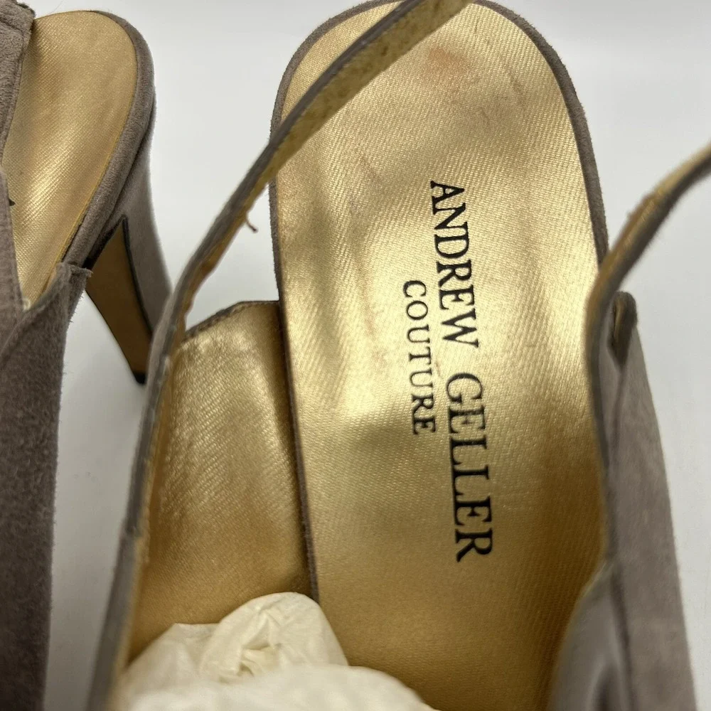 Andrew Geller Heels Womens 10 B Couture Beige Leather Slip On Spain 3